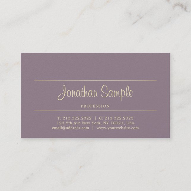 Handwritten Script Chic Gold Beauty Salon Luxury Business Card (Front)