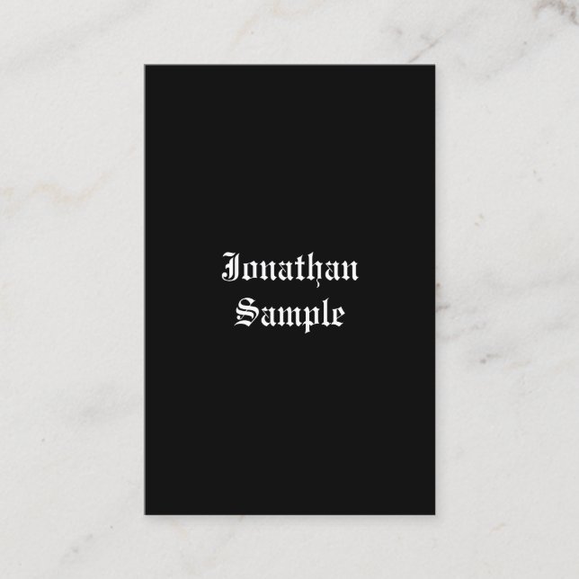 Handwritten Script Classic Retro Look Black White Business Card (Front)