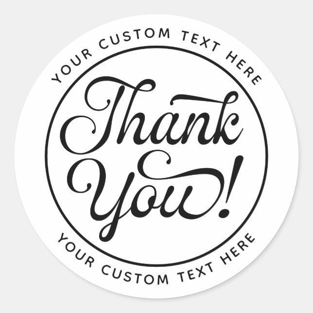 Handwritten Script Customer Thank You Classic Round Sticker (Front)