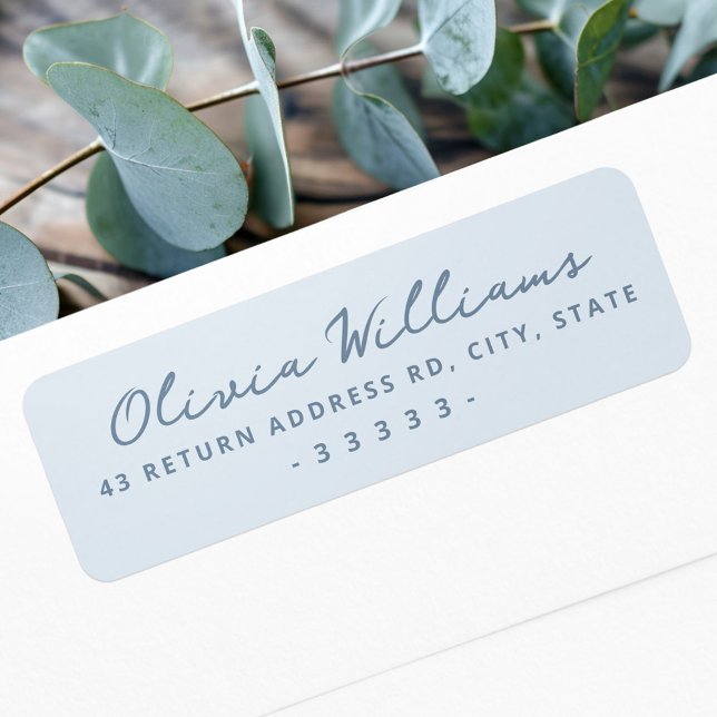 Handwritten script dusty blue return address label (Handwritten script dusty blue return address label)