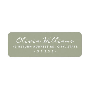 Handwritten script dusty sage return address label