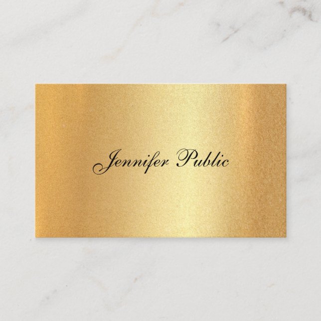 Handwritten Script Elegant Calligraphy Faux Gold Business Card (Front)