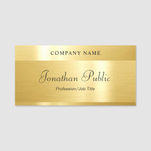 Handwritten Script Elegant Modern Glamourous Gold Name Tag