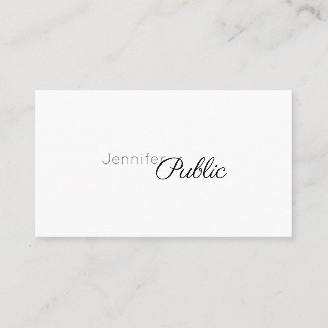 Handwritten Script Elegant Simple Modern Chic Business Card (Front)