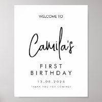 Handwritten Script First Birthday Welcome birthday