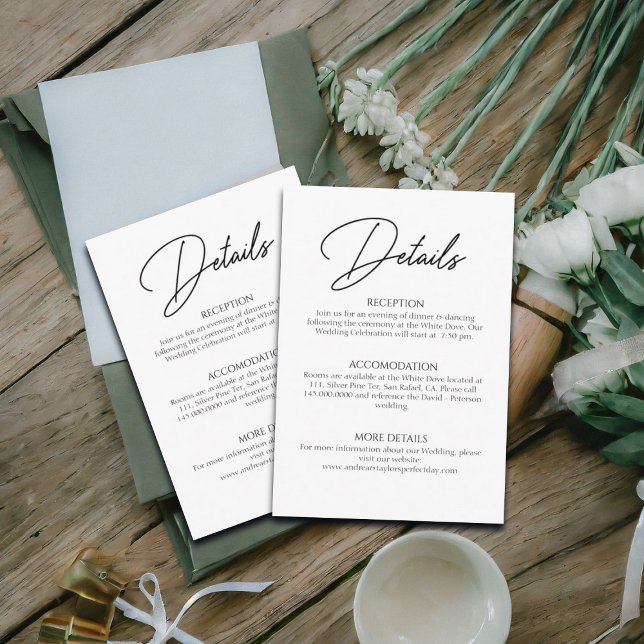 Handwritten Script for Wedding Details Enclosure Card (Creator Uploaded)