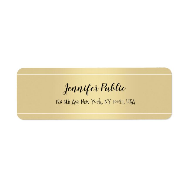 Handwritten Script Gold Template Return Address (Front)