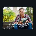 Handwritten Script Graduate Photo Graduation Magnet<br><div class="desc">Modern Trendy Handwritten Script Graduate Photo Graduation Announcement Magnet</div>