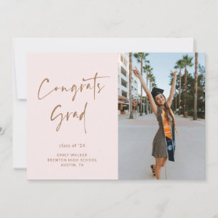 Handwritten Script Graduation Announcement Card