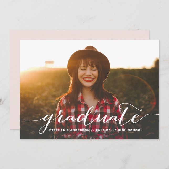 Handwritten Script Graduation Party Invitation (Front/Back)