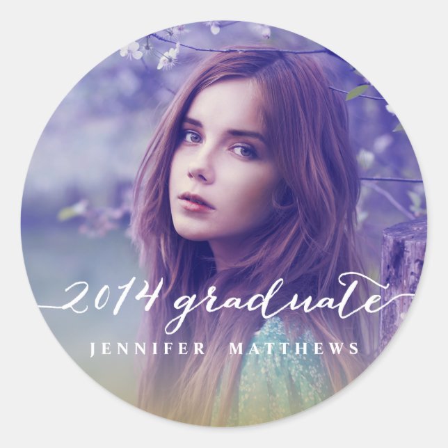 Handwritten Script | Graduation Photo Sticker (Front)