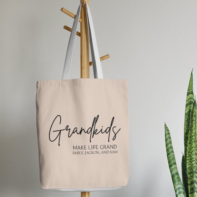 Handwritten Script Grandkids make life Grand  Tote Bag (Creator Uploaded)
