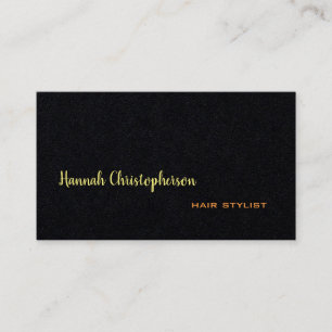 Handwritten Script Hair Stylist Modern Black Plain Business Card