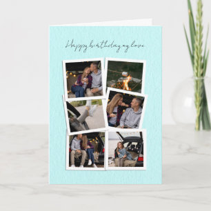 Handwritten Script Happy Birthday Photo Collage Ca Card