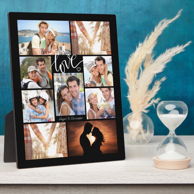 Handwritten Script LOVE 9 Photo Collage Plaque (Side)