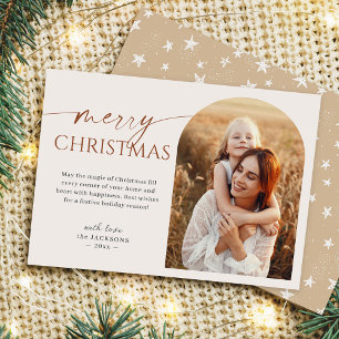 Handwritten Script Merry Christmas Arch Photo Holiday Card
