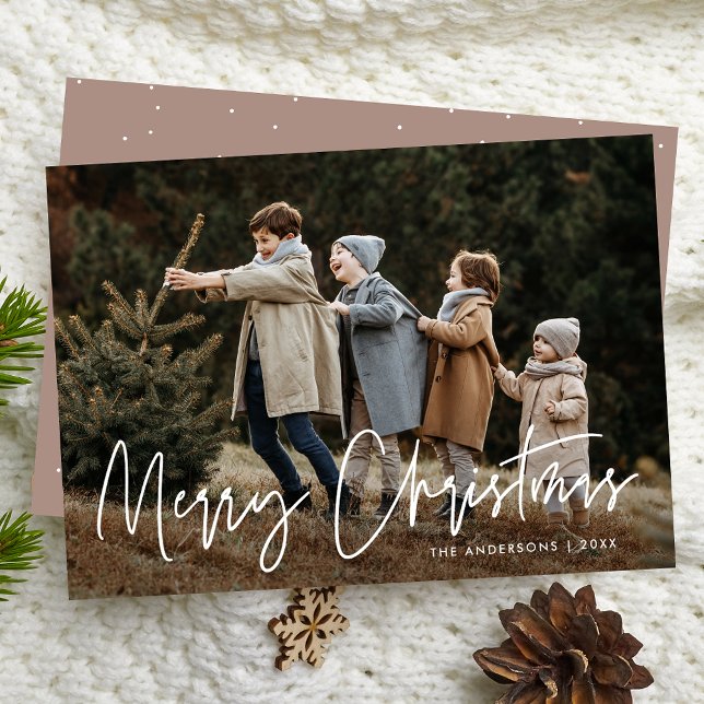 Handwritten Script Merry Christmas Photo Holiday Card (Creator Uploaded)