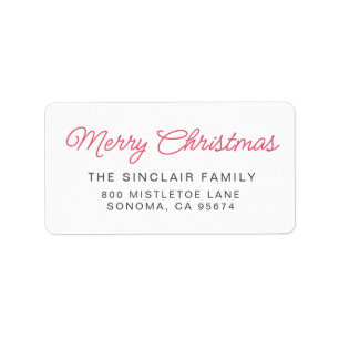 Handwritten Script Merry Christmas Return Address Label