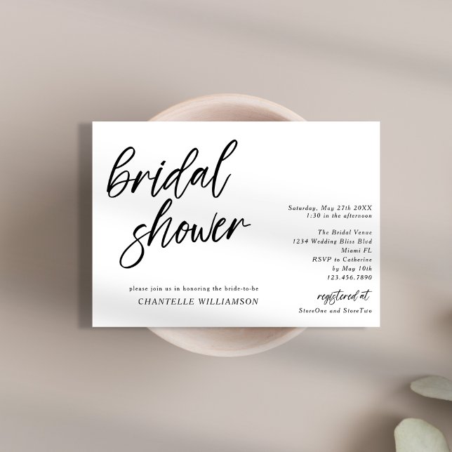 Handwritten Script Minimalist Modern Bridal Shower Invitation (Creator Uploaded)