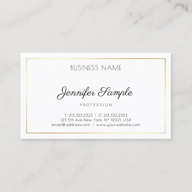 Handwritten Script Modern Design Elegant Plain Business Card (Front)