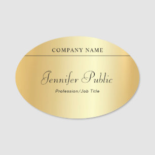 Handwritten Script Modern Elegant Glamourous Gold Name Tag