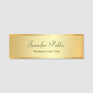 Handwritten Script Modern Elegant Gold Template Name Tag