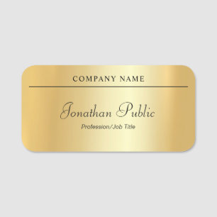 Handwritten Script Modern Glamour Gold Template Name Tag