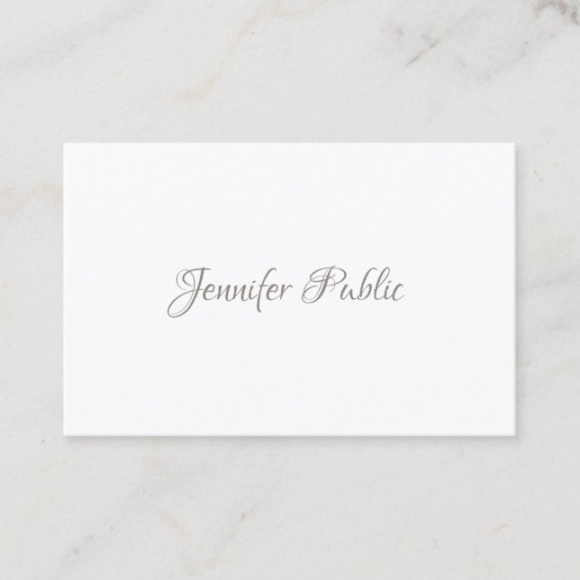 Handwritten Script Modern Minimalist Elegant Plain Business Card (Front)