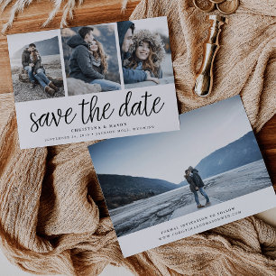 Handwritten Script Multi Photo Save the Date