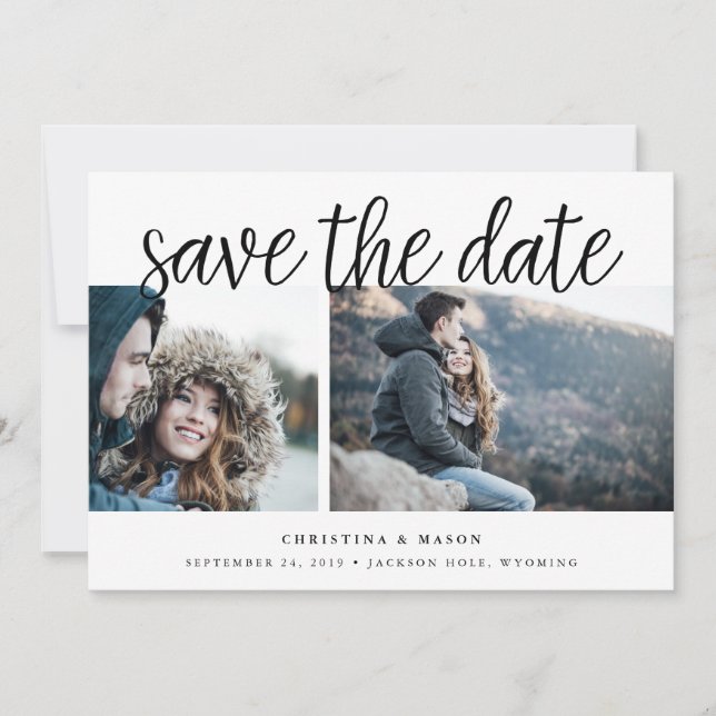 Handwritten Script Multi Photo Save the Date (Front)