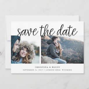 Handwritten Script Multi Photo Save the Date