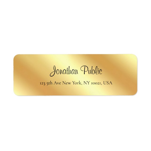 Handwritten Script Name Faux Gold Modern Elegant (Front)