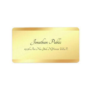 Handwritten Script Name Gold Look Template Label