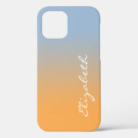 Handwritten Script Name Light Blue Orange Gradient