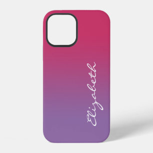 Handwritten Script Name Pink to Purple Gradient iPhone 12 Case