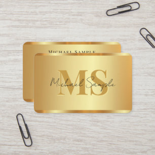 Handwritten Script Name QR Code Luxurious Gold Business Card