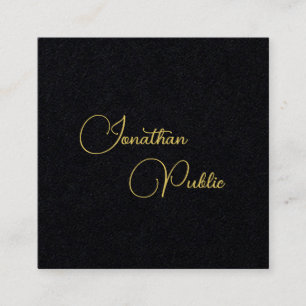 Handwritten Script Name Template Premium Black Square Business Card