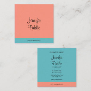 Handwritten Script Name Trend Colours Modern Square Business Card