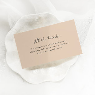 Handwritten Script Neutral Beige Wedding Details Enclosure Card