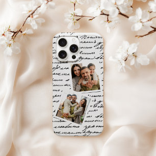 Handwritten Script Personalized 2 Photo Layout iPhone 15 Pro Case