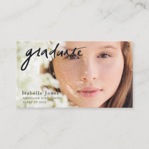 Handwritten Script Photo Graduate Business Card