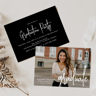 Handwritten Script Photo Graduation Party Invitation