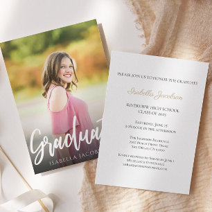 Handwritten Script Photo Graduation Party Invitation