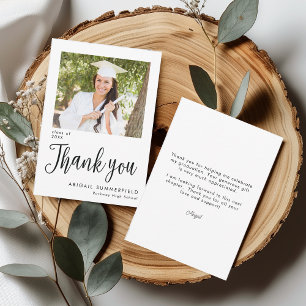 Handwritten Script Photo Graduation Thank You Card