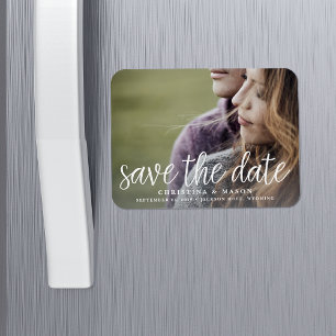 Handwritten Script Photo Save the Date Magnet