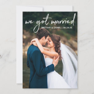 Handwritten Script Photo We Got Married Card
