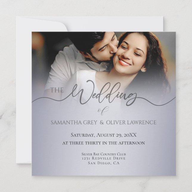 Handwritten Script Photo Wedding Invitation (Front)