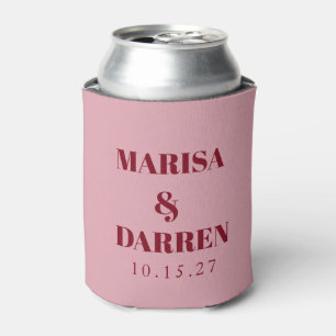 Handwritten Script Pink Custom Wedding Can Cooler