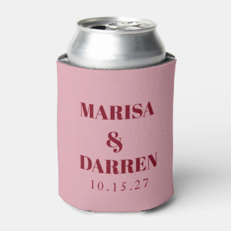 Handwritten Script Pink Custom Wedding Can Cooler