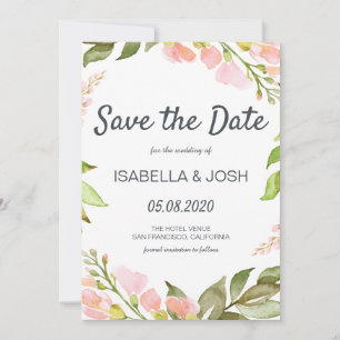 Handwritten Script Pink Floral Boho Save the Date